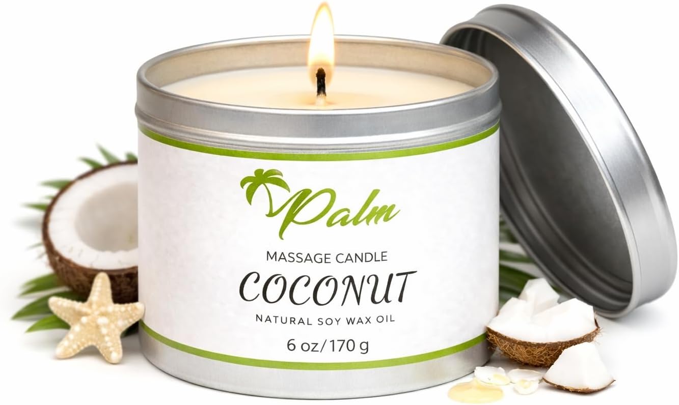 Palm Massage Oil Candle, Coconut Oil Natural Soy Wax 6 Oz