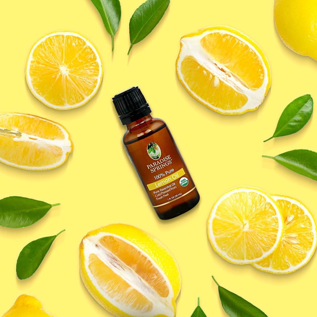 Paradise Springs Organic Lemon Essential Oil, 100% Pure and Natural Organic Lemon Essential Oil for Diffusers for Home Aromatherapy, Massage, Humidifiers, 1 fl oz (15ml)