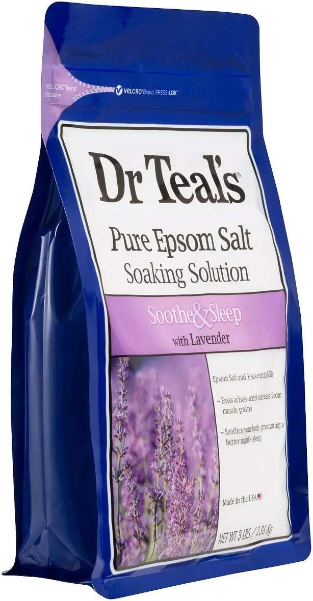 Dr Teal's Pure Epsom Salt Bath Variety Gift Set (2 Pack, 3lbs Ea.) - Soothe & Sleep Lavender & Hemp Seed Oil Soaking Solutions - Essential Oils Ease Pain & Help with Sleep