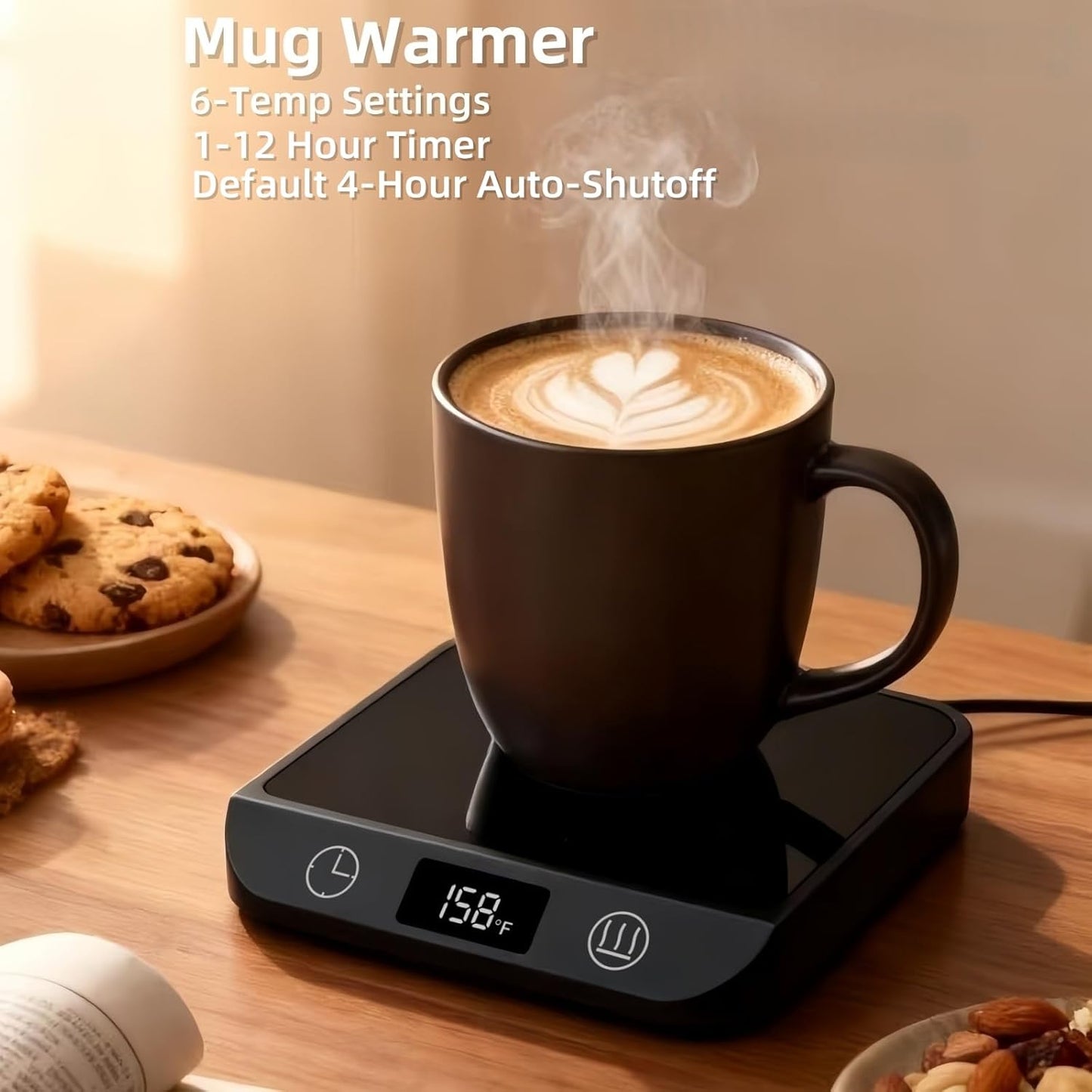 Coffee Mug Warmer & Candle Warmer 2-in-1, 6 Temps, 12-Hr Timer & Auto Shut-Off, 46W Electric Smart Cup Warmer for Desk, Coffee Gifts for Women Men & Home Office