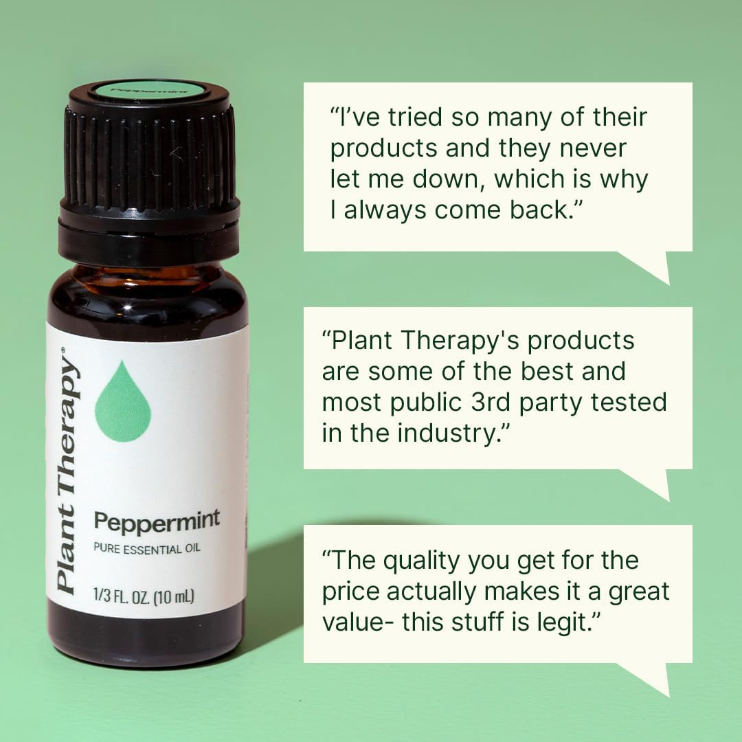 Plant Therapy Peppermint Essential Oil 10 mL (1/3 oz) Natural Aromatherapy