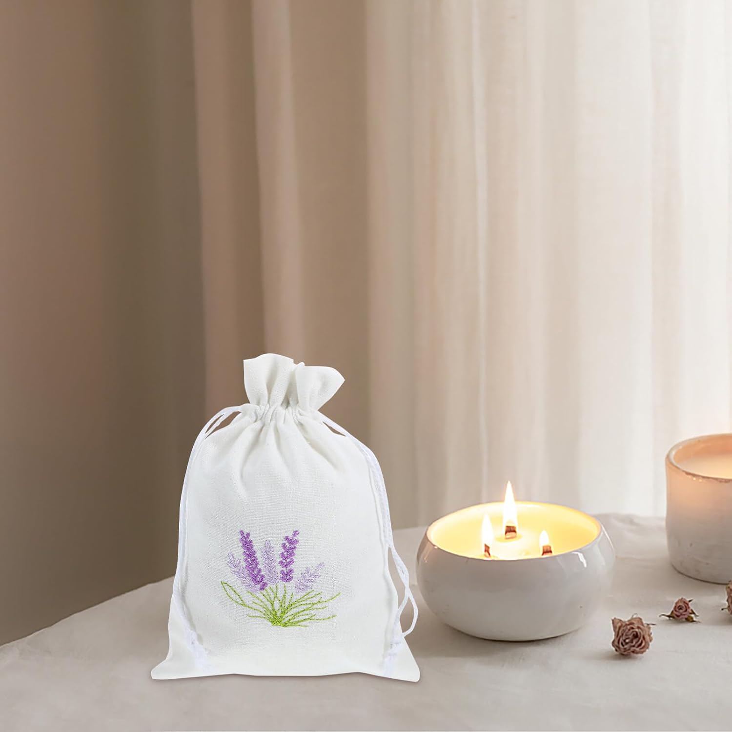 Kichvoe Sachet Bags Empty Cotton Drawstring Pouches 5.51X3.93In Refillable Lavender Sachet Bag for Home Fragrance Wedding Favor Jewelry Candy Storage Set of 10