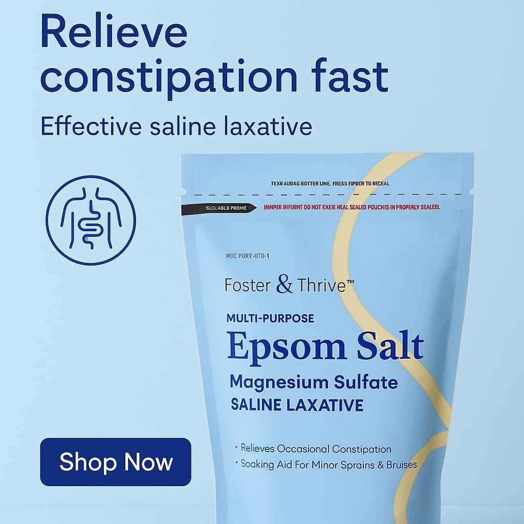 Foster & Thrive 1 lb Pouch Epsom Salt Granules - Magnesium Sulfate USP 100% - Saline Laxative - Multi Purpose