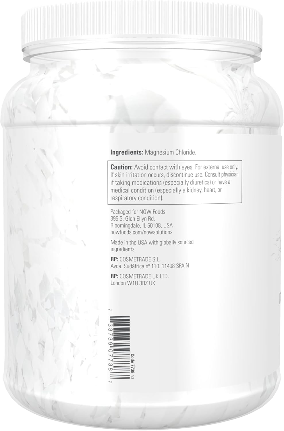 NOW Foods Solutions, Magnesium Flakes, 100% Pure, from the Ancient Seabed, Highly Concentrated, 54-Ounce