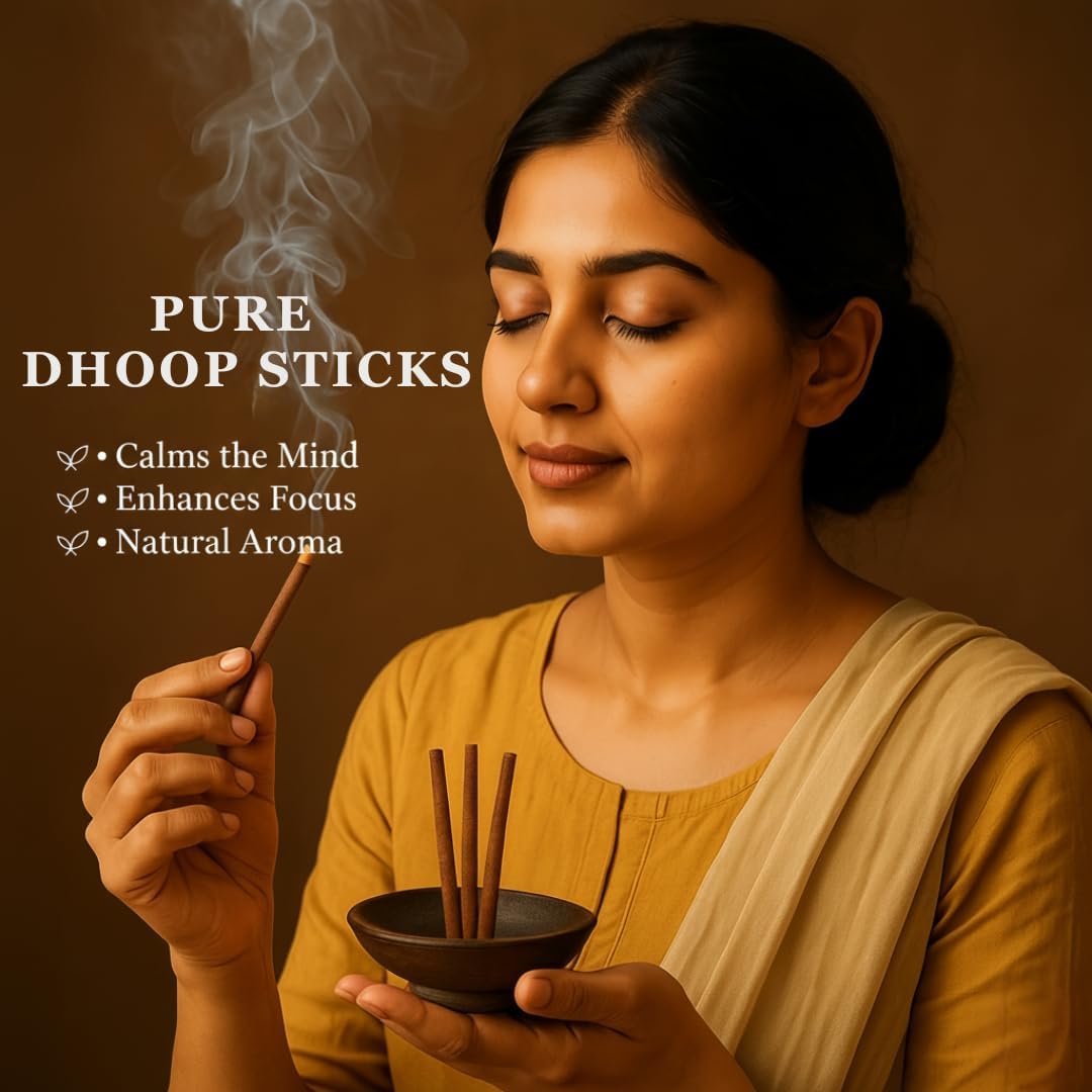 Yajna Sandalwood-100%-Natural-Incense-Bambooless-Dhoop-Sticks Handmade-Organic-Chemicals-Free for-Purification-Relaxation-Positivity-Yoga-Meditation The-Best-scents-4.5-Inches-60-Count