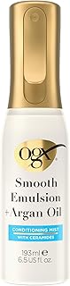 OGX Smooth Emulsion + Argan Oil Conditioning Hair Mist, Damage Repair Spray with Ceramides for 4x Smoother Hair* for up to 48 Hours Without the Weight, 450°F Heat Protection, 6.5 fl. oz