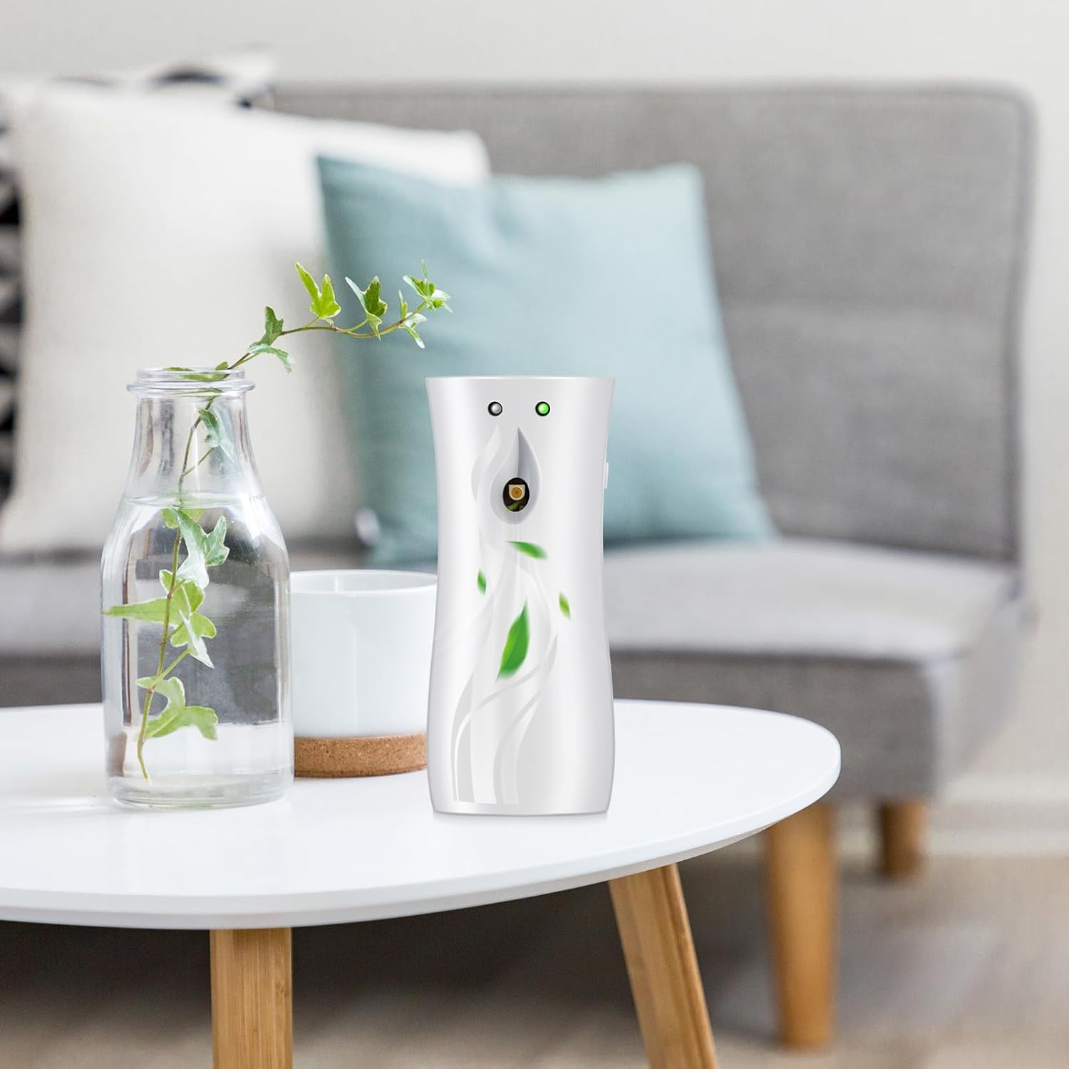 Threlaco 2 Pcs Automatic Air Spray Freshener Dispenser 6.2 oz ABS Plastic Fragrance Standing or Wall Mounted Battery Powered Spray Dispenser for Home Shopping Malls Hotels Offices Bedrooms(White)