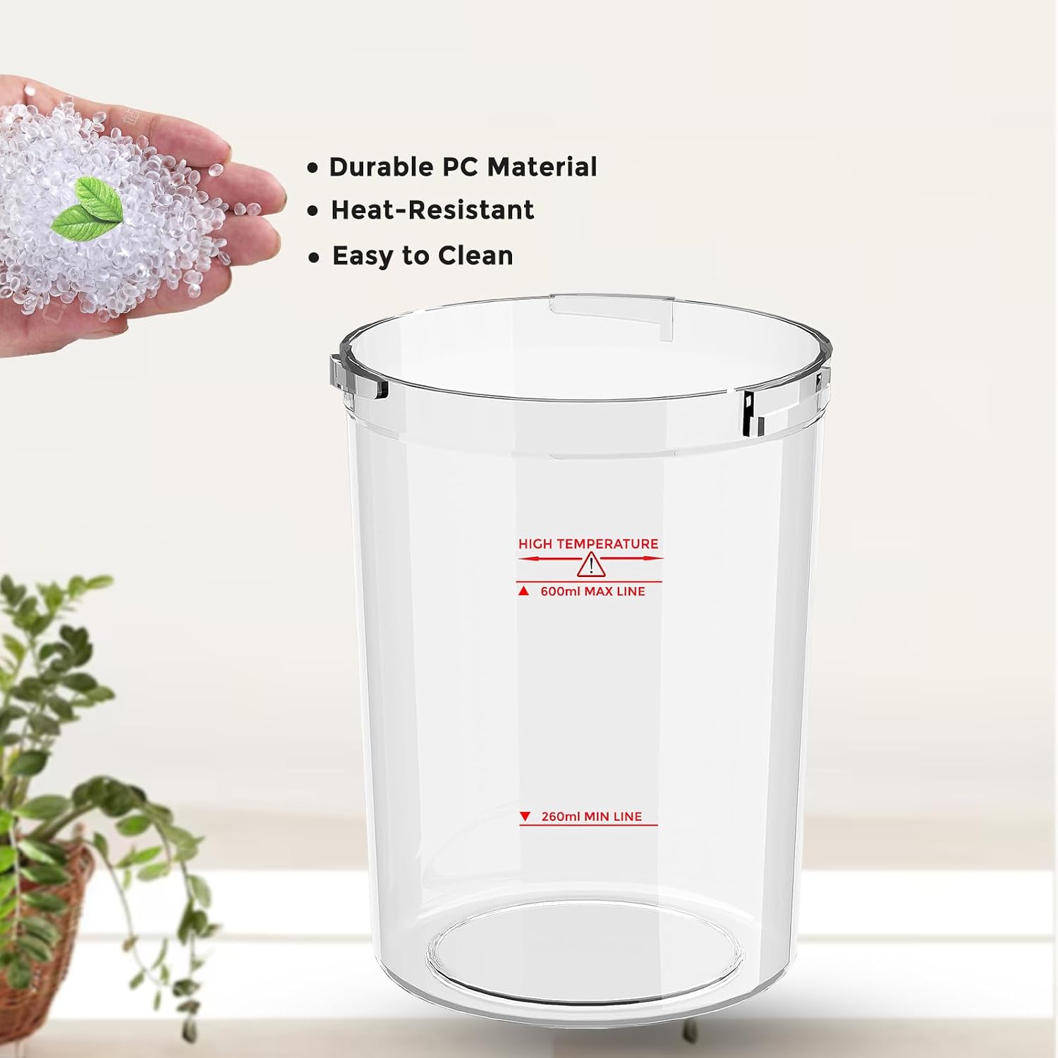 Water Jar for Facial Steamer Professional, Large Capacity Plastic Water Cup for Ozone Facial Steamer Professional Replacement