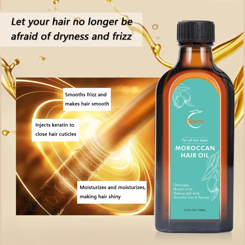 Moroccan Argan Treatment Hair Oil for Luxurious Hair Care and Repair, Extra Strength Argan Treatment Hair Oil Treatment for Split Ends, Frizzy Hair and Flyaways (1, 100, Milliliters)