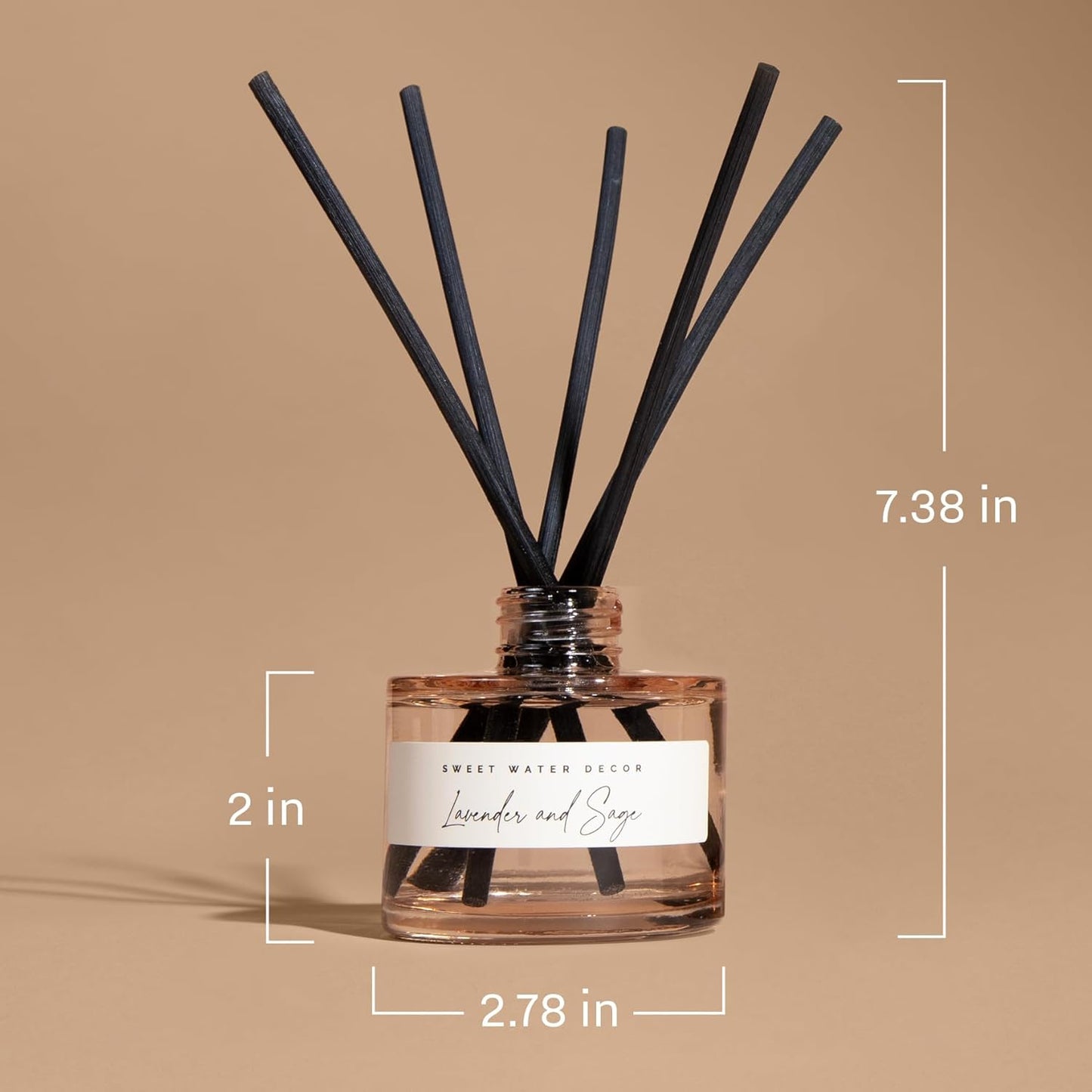 Sweet Water Decor Salt and Sea Reed Diffuser - Sea Salt, Citrus, Musk & Amber Scent - Long-Lasting 4 Month Home Fragrance, Non-Toxic, Aesthetic Home & Bathroom Decor, Made in USA, 3.5 Fl Oz