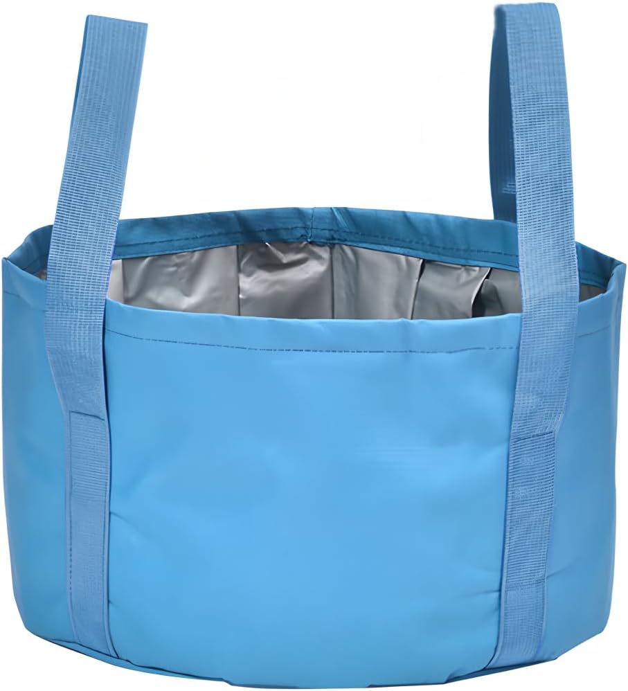 Foldable Washing Basin, Portable Travel Outdoor Collapsible Bucket Foot Soak Bucket Heat Preservation Waterproof (Blue)