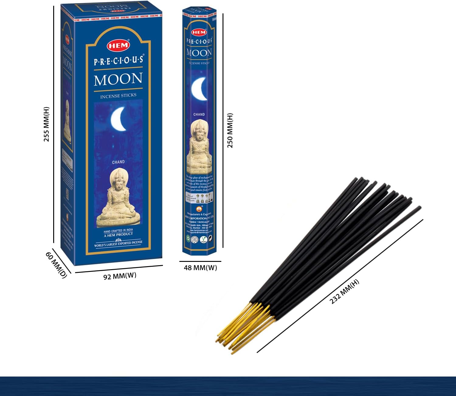 HEM - The Moon Incense Sticks - Pack of 6 - 120 count - 301g