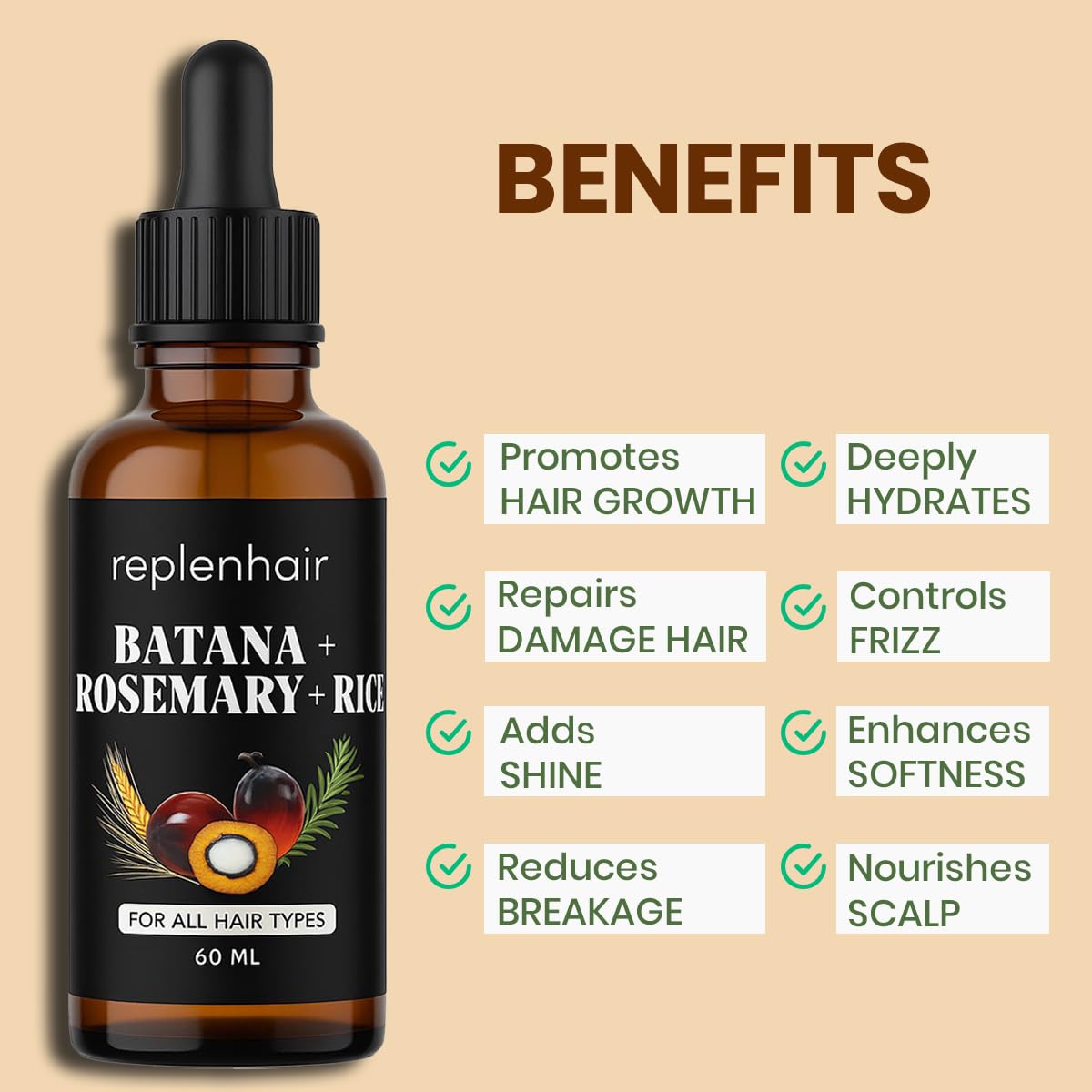 Batana Oil for Hair Growth Oil with Rosemary Castor, 100% Pure, Organic, Cold-Pressed, Unrefined Batana from Honduras by Dr. Sebi - Natural, Vegan, for Strong Roots and Thick Hair, 8oz