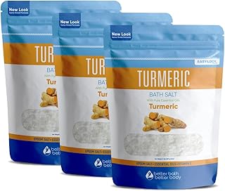 Turmeric Bath Salt (3 Pack 6 Lbs Total) Soothing Bath Aromatherapy Pure Essential Oils in BPA Free Pouch with Press Lock Seal Made in USA Three 2 Lbs Bundle