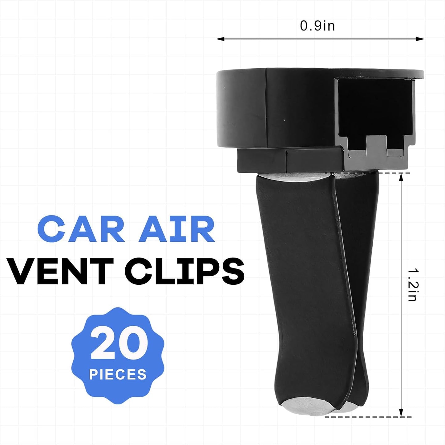 20 PCS Car Metal Air Vent Clips, Auto Air Conditioner Outlet Clip with Round Plastic Slot Head, DIY Freshener Perfume Vent Clamp Replacement for Vehicle Office Home