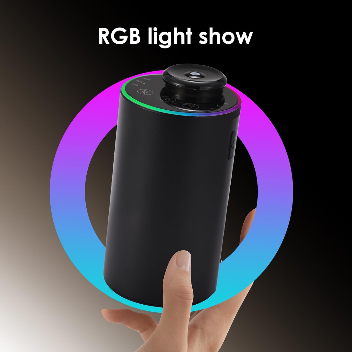 Waterless Essential Oil Diffuser with 8 Color LED Night Light, 3 Mist Levels & Timers, Portable Rechargeable Aromatherapy Diffuser for Home Car Room Studio Office, Metal (Black)