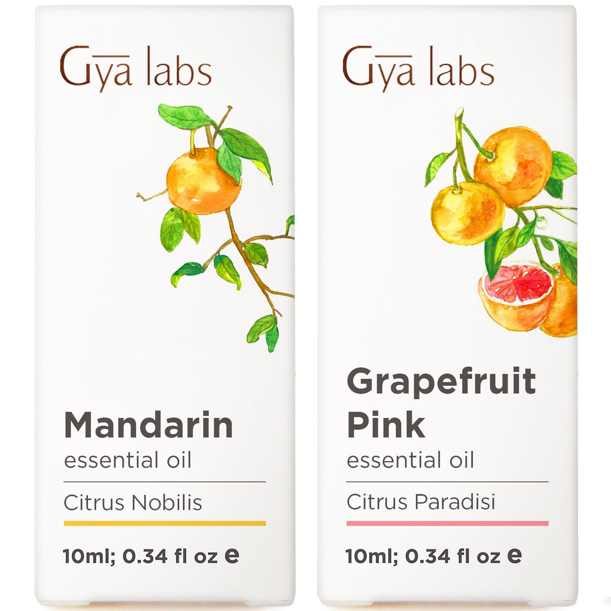 Mandarin Essential Oil for Skin & Grapefruit Essential Oil for Diffuser Set - Aromatherapy Grade Essential Oils Set - 2x0.34