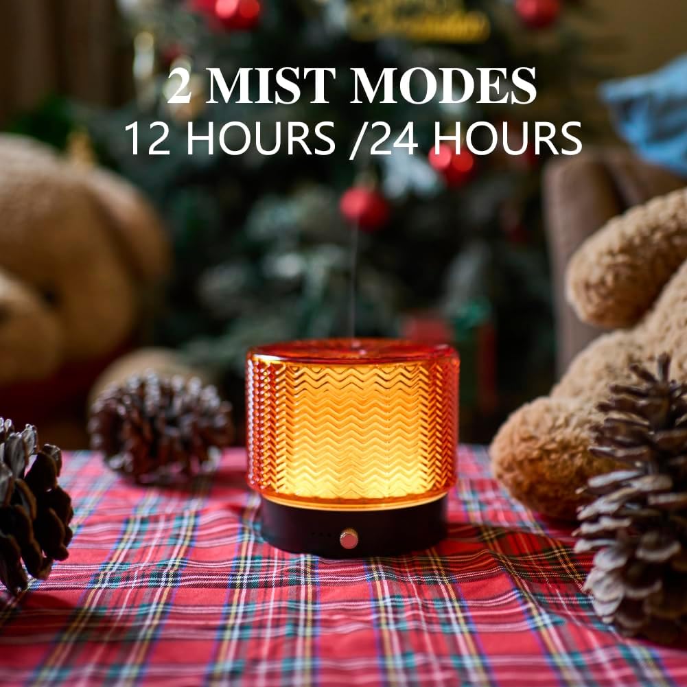 Glass Essential Oil Diffuser - 140ml Ultrasonic Aroma Diffuser with Adjustable Mist Modes, 4 Timers, and Mood Light