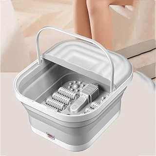 Foot Spa Bath Massager with Heat, Bubbles, 8 Massage Roller Pedicure, Tub for Feet Stress Relief, Foot Soaker with Mini Acupressure Massage Points Temperature Control