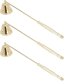 BRRNOO Candle Wick Trimmer and Snuffer, Golden Iron-Plated Bell Shaped Long Handle Candle Extinguisher 3pcs Set for Candle Lovers