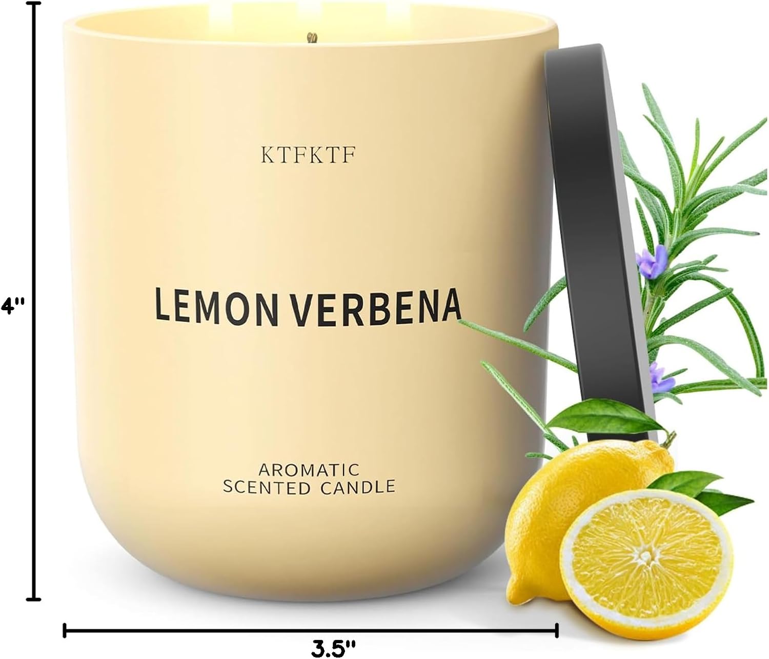 Lemon Verbena Candle, 14.1oz Large 3-Wick Soy Wax Candle, Up to 80 Hours Burn Time, Non-Toxic Aromatherapy Jar Candle with Essential Oils, Citrus Scented Candle for Home