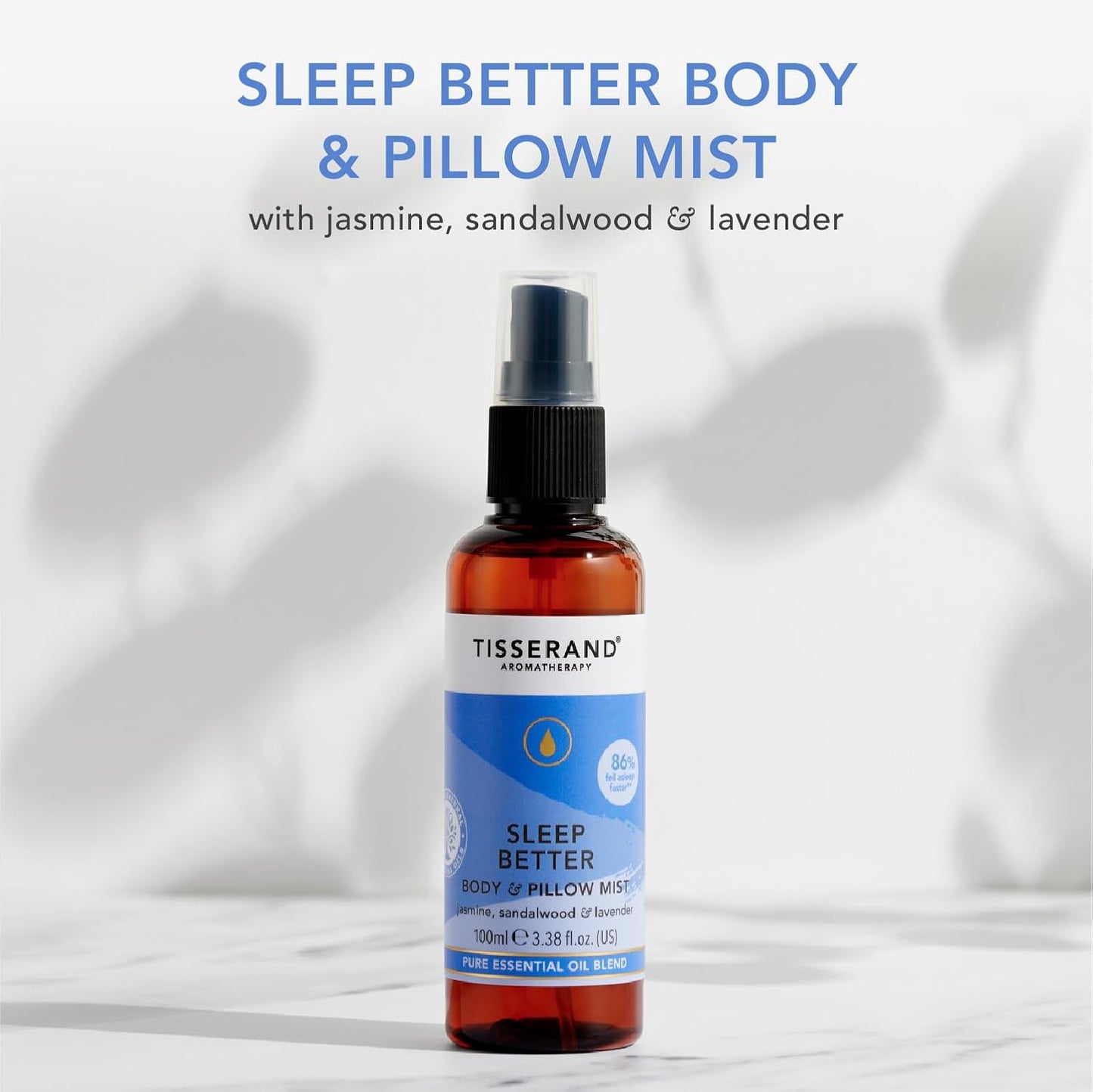 Tisserand Aromatherapy | Sleep Pillow Mist for Body & Room Contains a Soothing Blend of Pure Essential Oils Including, Jasmine, Sandalwood & Lavender | 100% Pure Essential Oil Blend | 3.38 fl. oz.