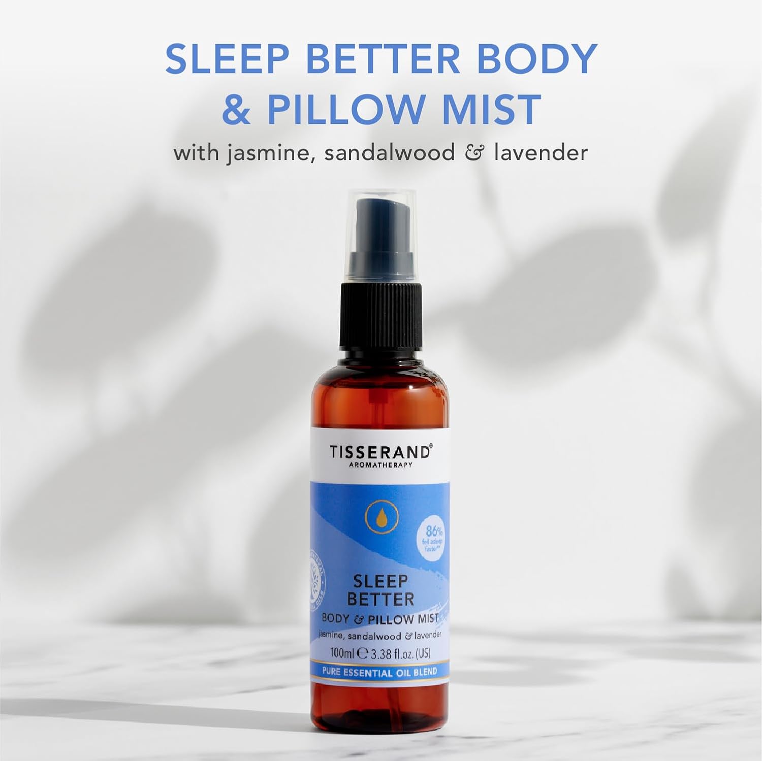 Tisserand Aromatherapy | Sleep Pillow Mist for Body & Room Contains a Soothing Blend of Pure Essential Oils Including, Jasmine, Sandalwood & Lavender | 100% Pure Essential Oil Blend | 3.38 fl. oz.
