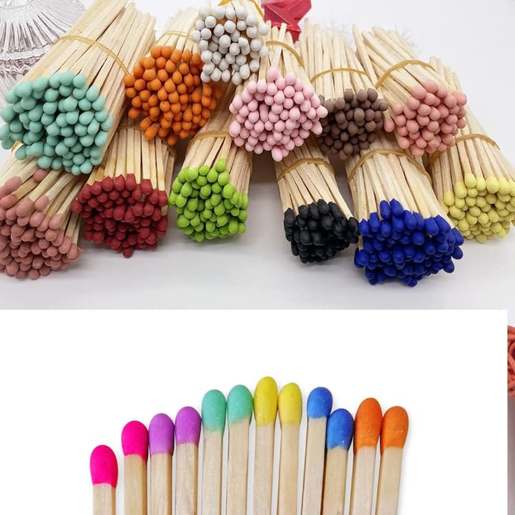 100Pcs 3'' Decorative Rainbow Matches, Premium Fancy Long Wooden Safety Matches for Candles, Long Wooden Matchsticks for Home Décor, Safety Matches for Lighting Candles with Match Striker