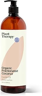 Plant Therapy Organic Fractionated Coconut Oil with Pump 32 oz, 100% Pure, USDA Certified, Liquid Coconut Oil for Essential Oils, Body Care, Massage, and Aromatherapy