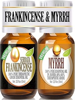 Healing Solutions Frankincense and Myrrh Organic Essential Oils - Therapeutic Grade 2/10ml Combo Pack - Frankincense Essential Oil