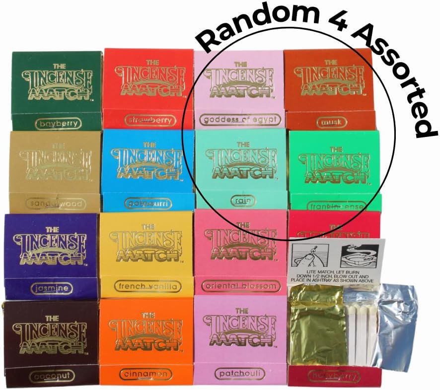 The Incense Match Assorted 4 Pack (Randomly Picked) Scented Bathroom Matches | Eliminates Bathroom Odors | Pleasant Incense | Stocking Stuffer | Unique Gift Idea