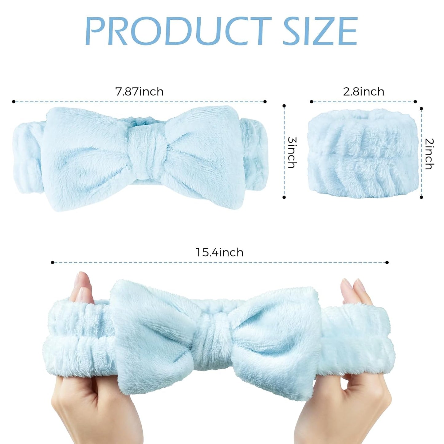 Fmeida Skincare Headband and Face Washing Wristband Set Spa hair band for Makeup, Shower -Yellow,3 Pack