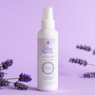 Pursonic Lavender & Sea Salt Mist Body Spray – Multi-Use Aromatherapy with Essential Oils for Skin, Pillow Spray for Sleeping, Linen & Room Freshener, Hydrating Body Mist, 8.5 oz
