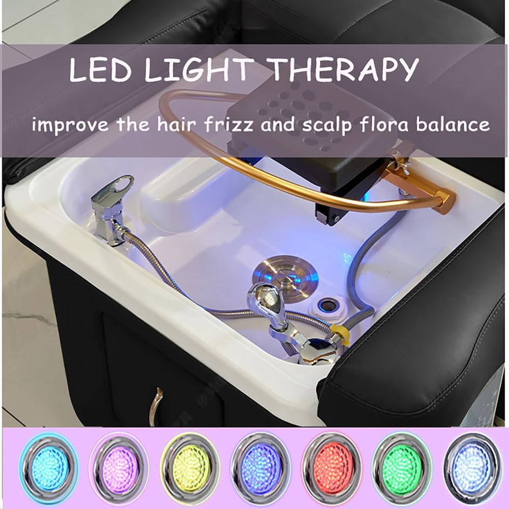 Shampoo Bed, Electric Lift Massage Bed, Head Spa Equipment with Water Circulation, Fumigation, Foot Bath SPA Shampoo Table