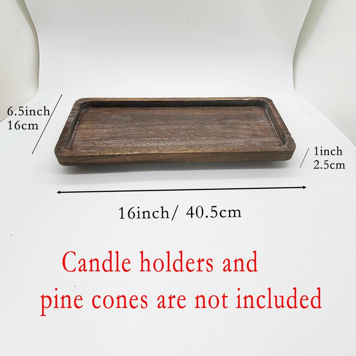 16x6.5x1 Inch Distressed Large Wooden Candle Tray, Christmas Rustic Farmhouse Tealight Holder for Table Centerpiece (Large Brown)