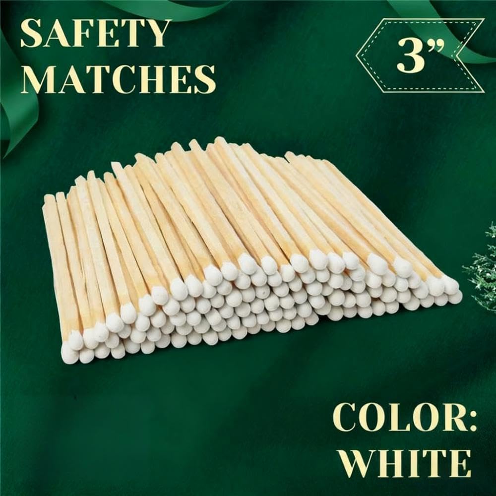 3 Inch White Safety Matches Bulk 100 Count, Long Wooden Matchsticks with Striker for Candles, Fireplace, Grill by IGNITE EASE (with Box)