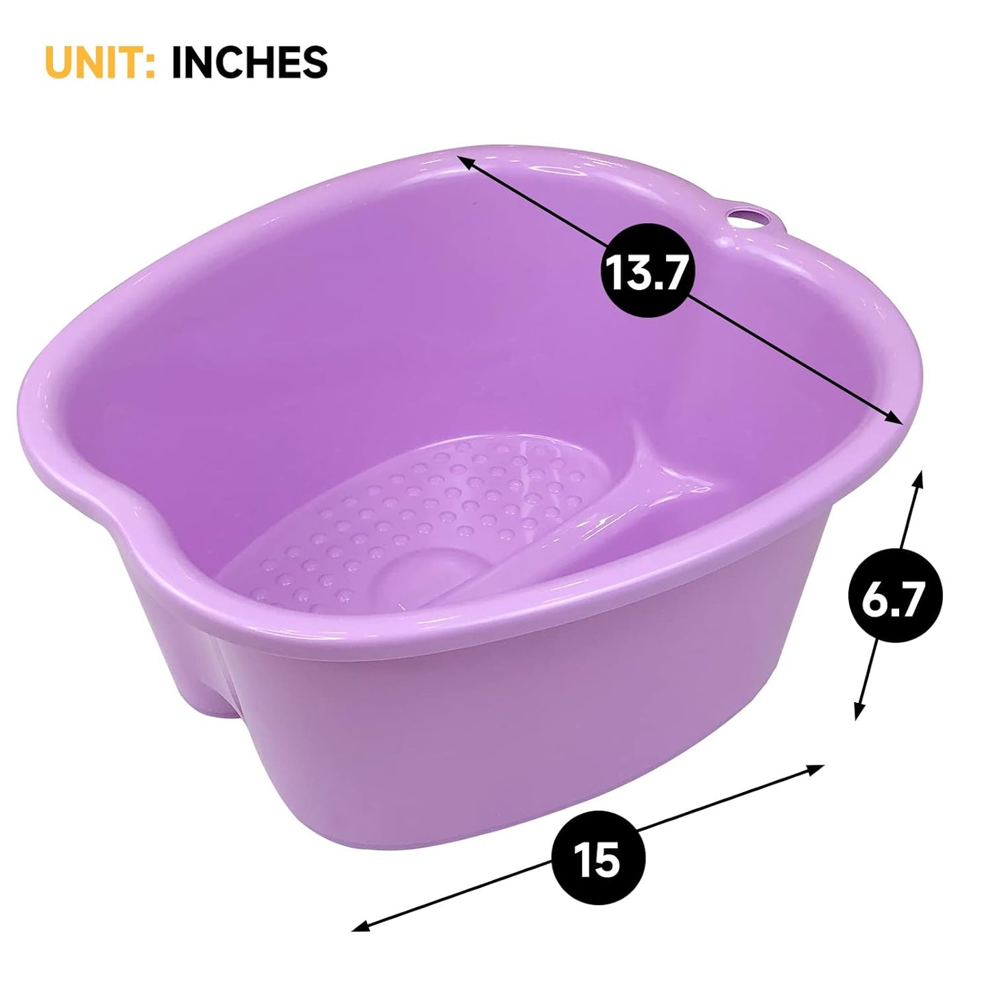 Extra-Large Foot Bath Soak Tub 2-Pack – Durable Massage Basins for Home Relaxation, Fits Large Feet, Non-Slip Base Purple/Black