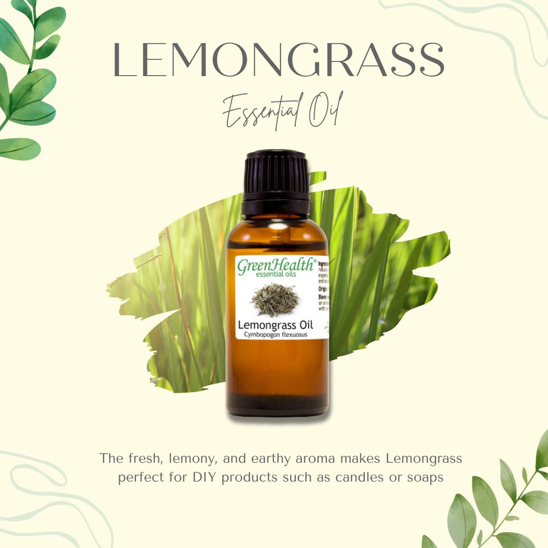 Lemongrass Essential Oil - 15 ml - 100% Pure Essential Oil - GreenHealth