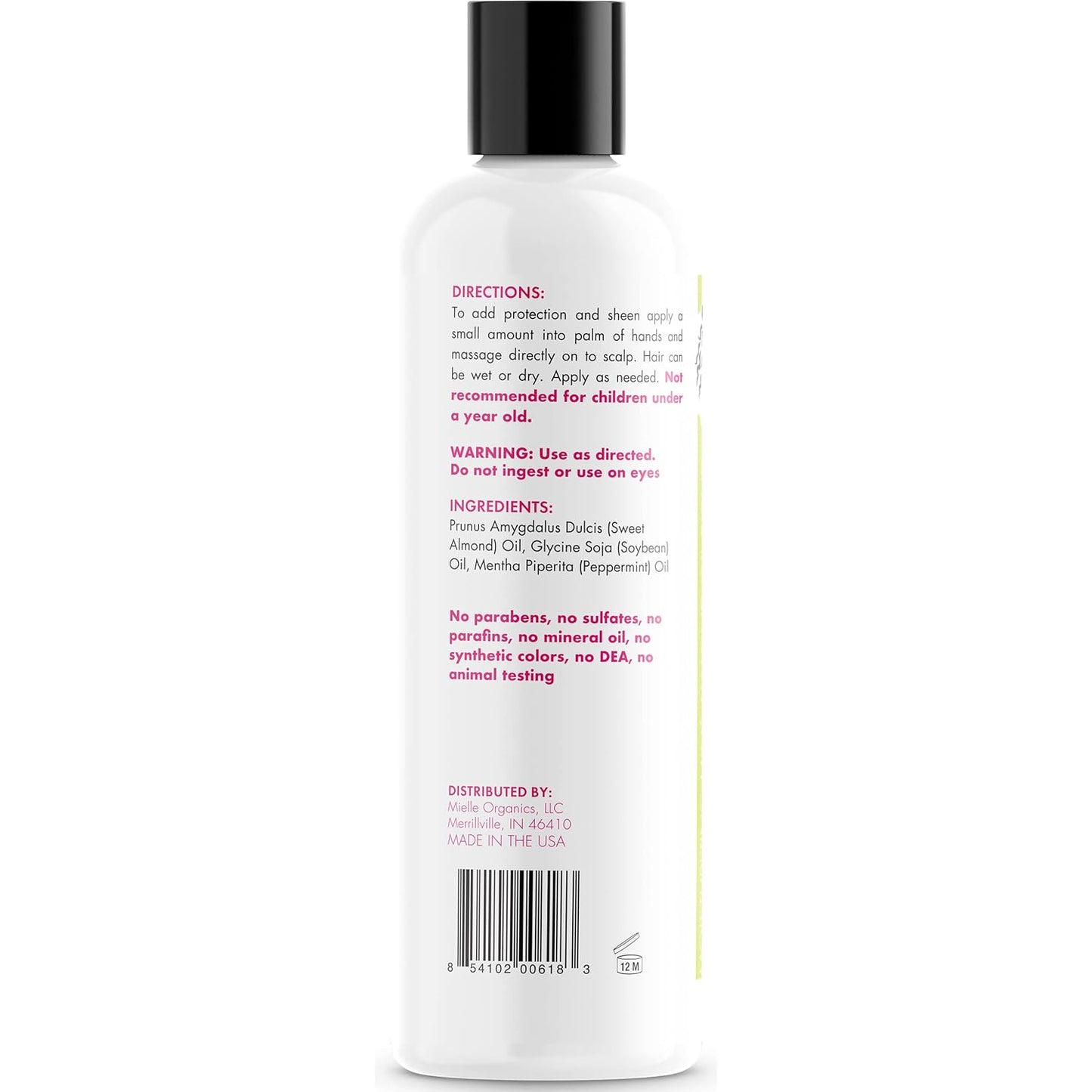 Mielle Organics Mint Almond Oil - Lightweight Dry Scalp Oil to Lock in Moisture and Help Encourage Longer, Healthier Hair - Suitable for All Hair Types (8 Fl Oz)