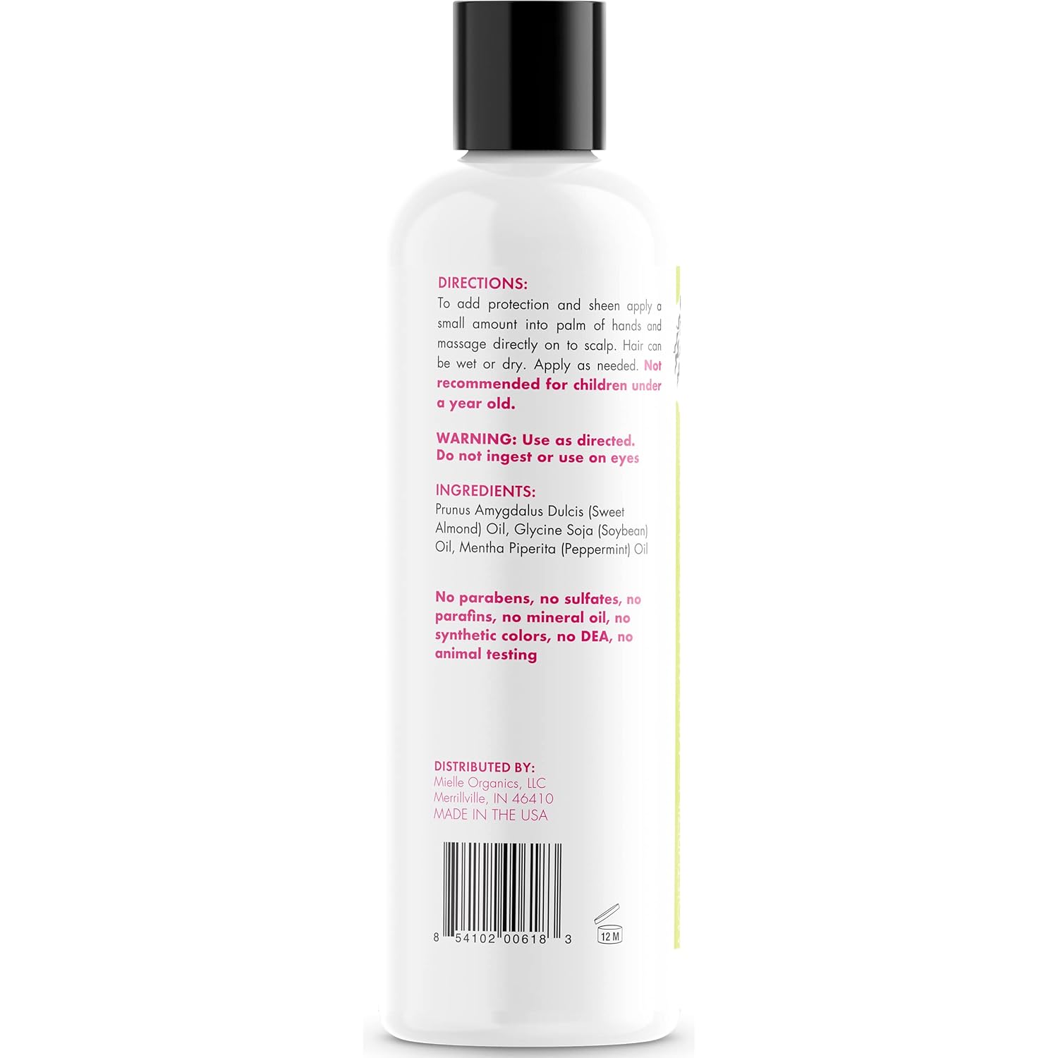 Mielle Organics Mint Almond Oil - Lightweight Dry Scalp Oil to Lock in Moisture and Help Encourage Longer, Healthier Hair - Suitable for All Hair Types (8 Fl Oz)