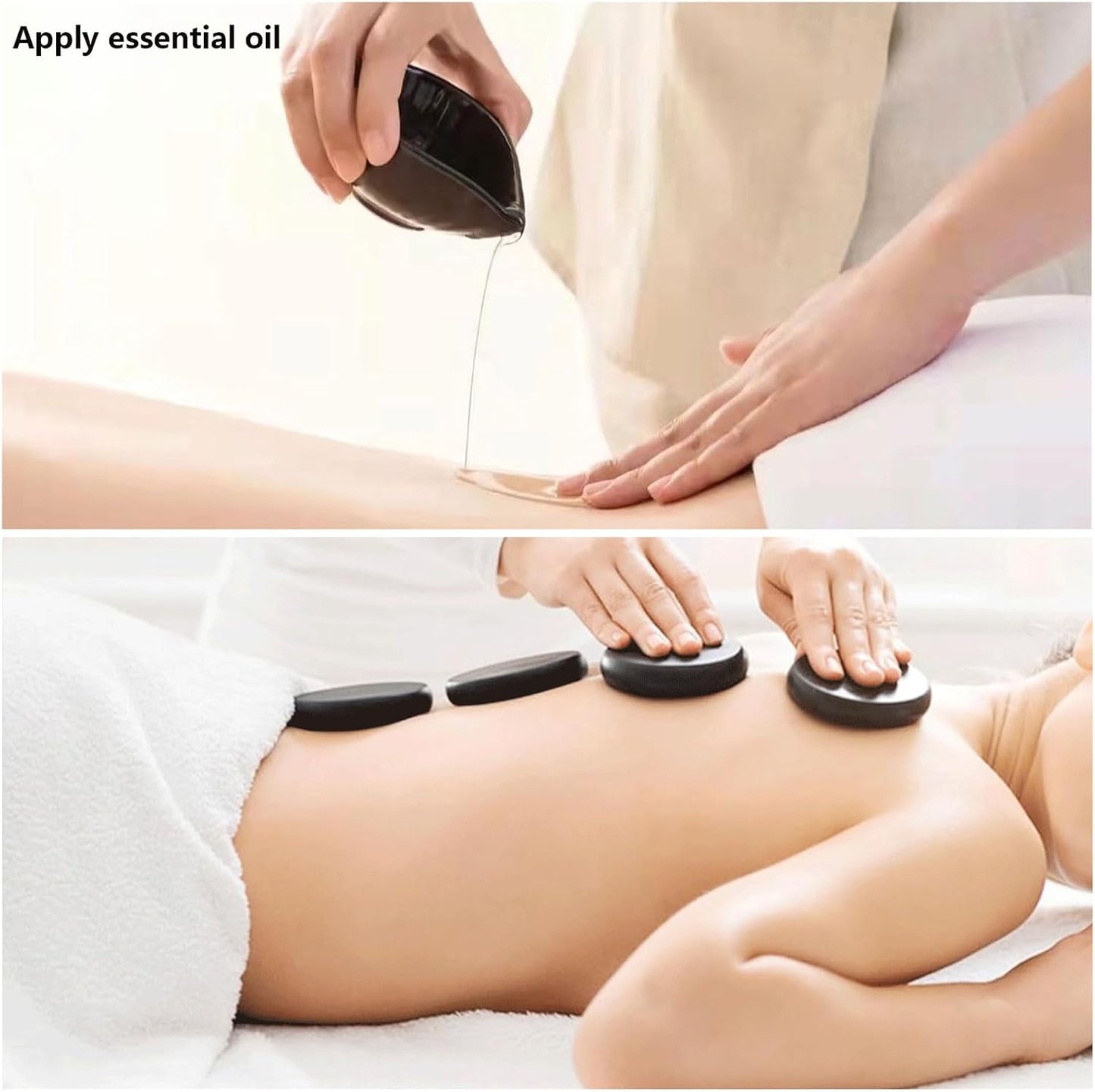 Oval Basalt hot Stone Massage Set, Massage Stones for spa Care, Two-piece Set for Home use