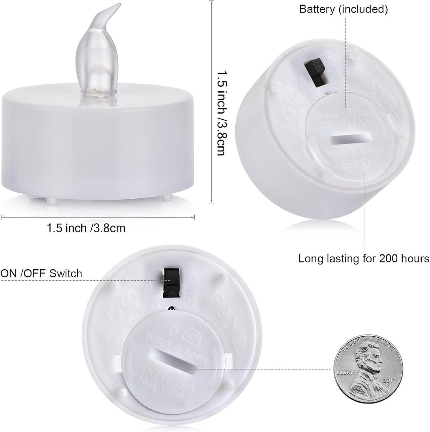 Battery Operated Flameless Tea Lights, Led Flickering Electric Votive Candle 24 Pack Realistic and Bright for Seasonal, Festive Celebrations and Holiday Gifts Warm White Lamp Long Lasting
