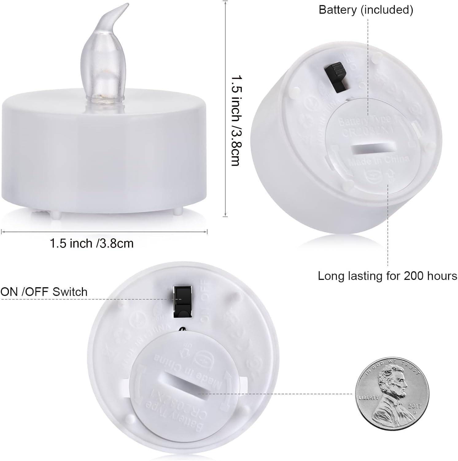 Battery Operated Flameless Tea Lights, Led Flickering Electric Votive Candle 24 Pack Realistic and Bright for Seasonal, Festive Celebrations and Holiday Gifts Warm White Lamp Long Lasting