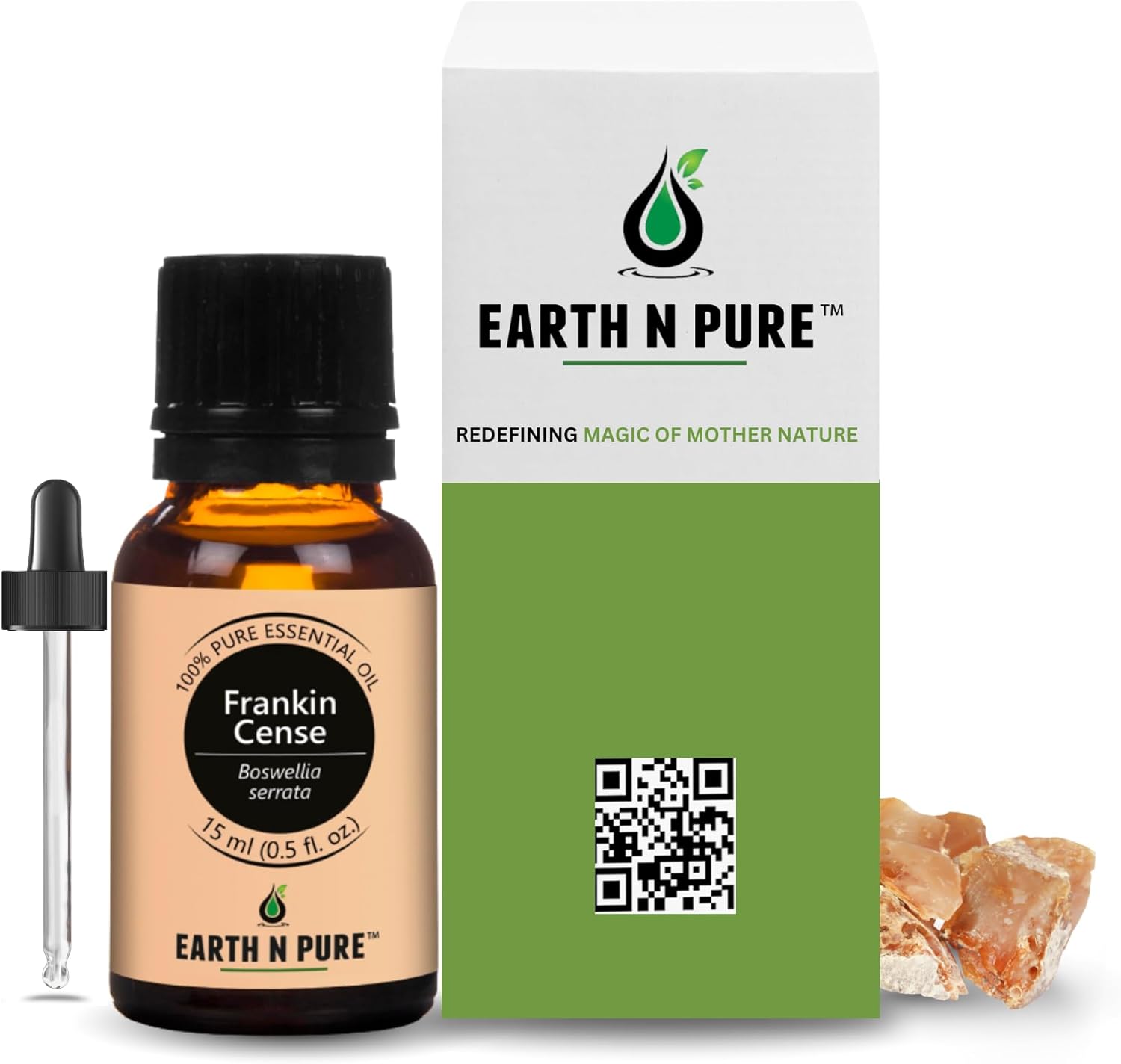 Earth N Pure Frankincense Essential Oil Steam Distilled, Undiluted, Natural and Therapeutic Grade with Glass Dropper 15 ml