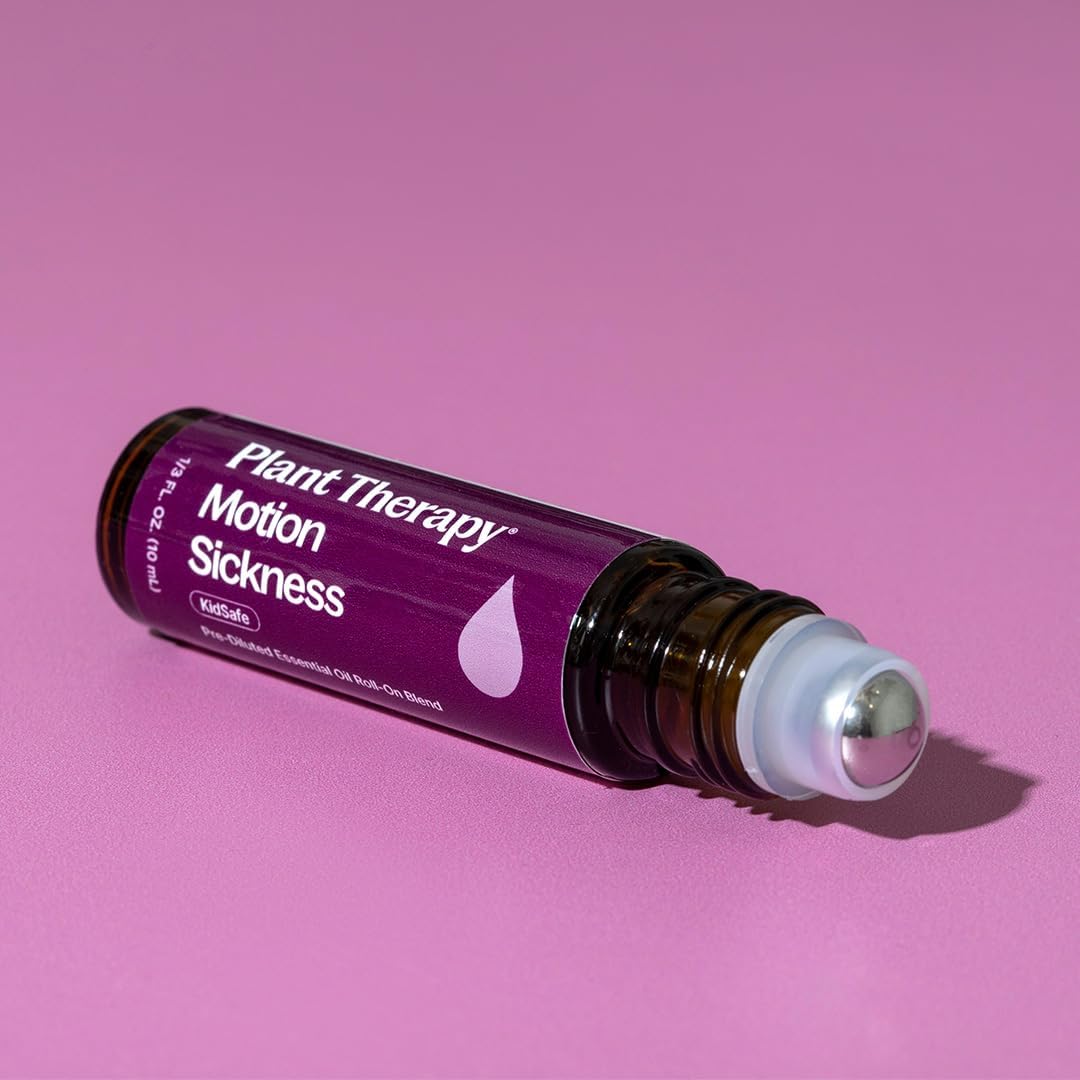 Plant Therapy Motion Sickness Essential Oil Blend Pre-Diluted Roll-On 10 mL (1/3 oz) Helps Ease Motion-Related Discomfort, Great for Road Trips & Flights, Convenient & Ready to Use