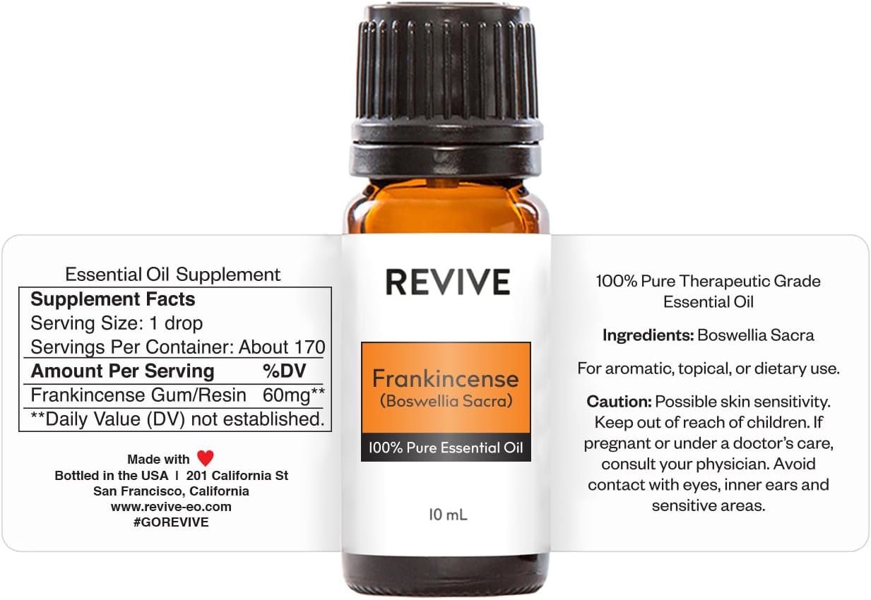 Frankincense Sacra Essential Oil by Revive Essential Oils - 100% Pure Therapeutic Grade, for Diffuser, Humidifier, Massage, Aromatherapy, Skin & Hair Care