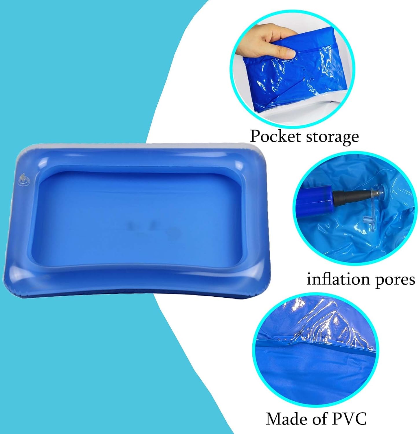 Inflatable Pool Foot Bath Basin, Portable Foot Bath Basin, Foot Soaking Bath Basin for Pool Entry Ladder, Swimming Pool Clean Feet Pedicure Supplies (Square)