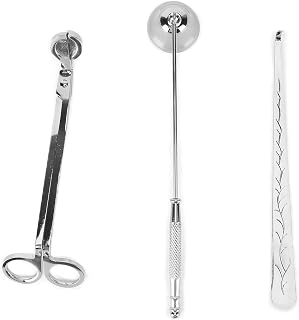 CHICIRIS 3PCS Candle Accessory Set Stainless Steel Wick Trimmer Snuffer Dipper for Candle Lovers (Silver)
