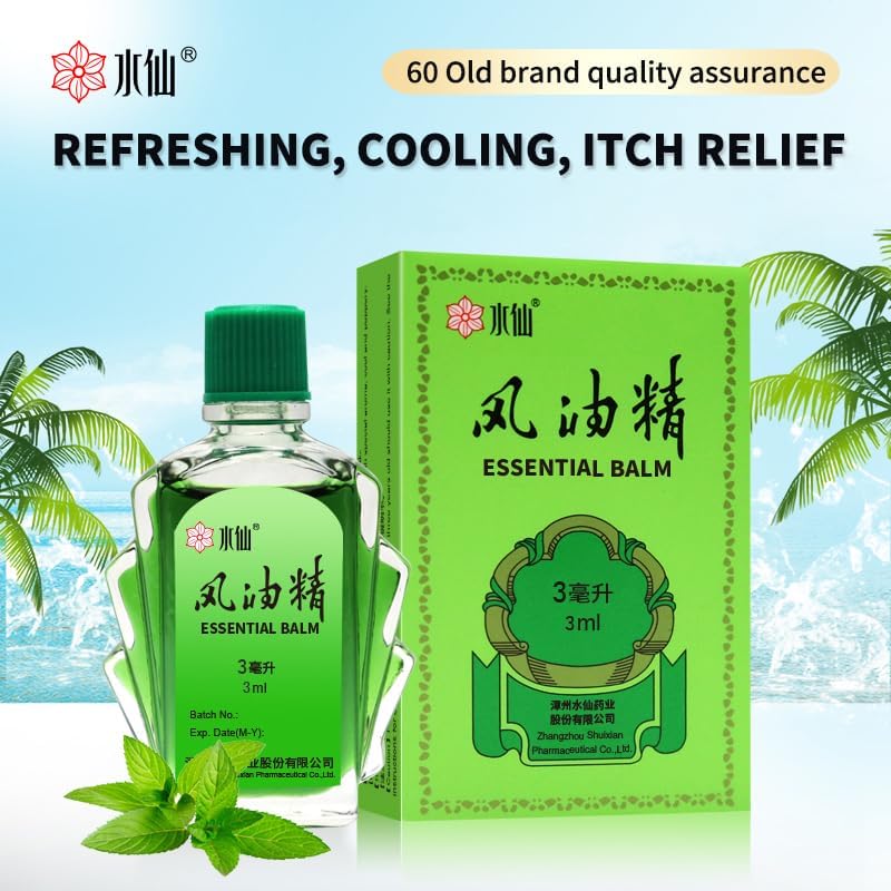 Feng You Jing Essential Oil Oriental Mystical Power, Cooling & Refreshing, Relieves Itching, Mosquito Bites, Colds & Motion Sickness, Natural Plant-Based Formula, Portable Travel Size 3ml