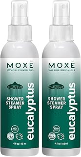 MOXE Eucalyptus Oil Shower Mist, Spa Steam Spray, Certified Natural 100% Essential Oils, Made in USA, Aromatherapy, Sinus Congestion Relief, Tension Relief (8oz)